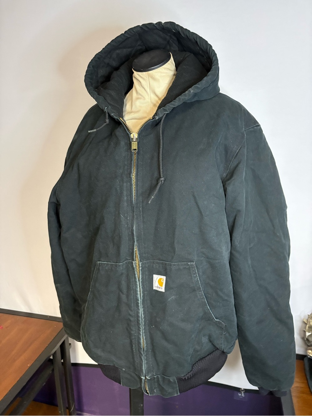 Carhartt Black Hooded Insulated Work Puffer Jacket